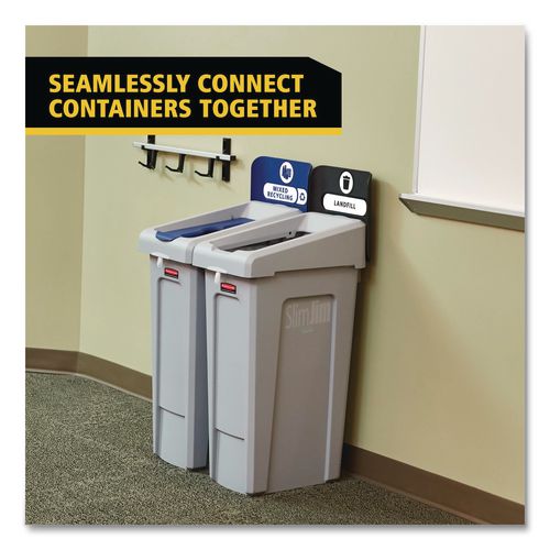 Image of Rubbermaid® Commercial 2185053 Slim Jim Recycling Station Kit, 1-Stream Landfill, 23 gal, Plastic, Gray/Black