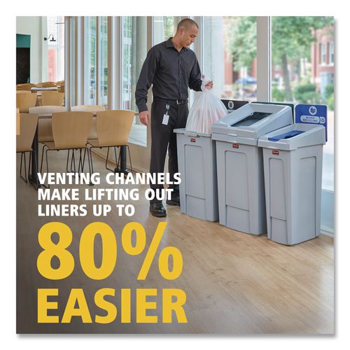 Image of Rubbermaid® Commercial 2185053 Slim Jim Recycling Station Kit, 1-Stream Landfill, 23 gal, Plastic, Gray/Black