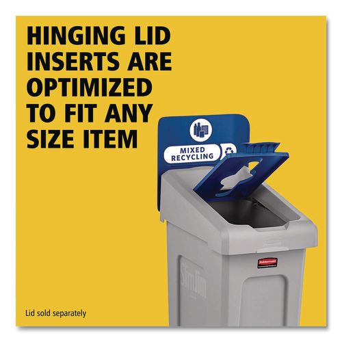 Image of Rubbermaid® Commercial 2185055 Slim Jim Recycling Station Kit, 1-Stream Mixed Recycling, 23 gal, Plastic, Gray/Blue
