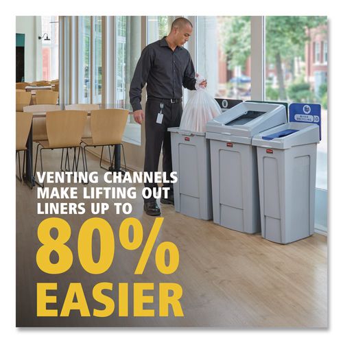 Image of Rubbermaid® Commercial 2185055 Slim Jim Recycling Station Kit, 1-Stream Mixed Recycling, 23 gal, Plastic, Gray/Blue