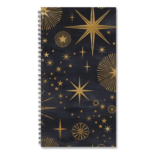 Image of Willow Creek Press 57322 Celestial Softcover Weekly/Monthly Spiral Planner, 6.5 x 3.5, Black/Gold Cover, 12-Month (Jan to Dec): 2026