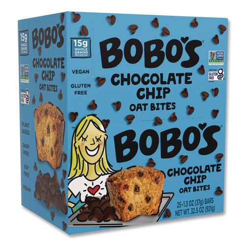 Image of Bobo's BBO00214 Oatmeal Bites, Chocolate Chip, 1.3 oz Individually Wrapped, 25/Box