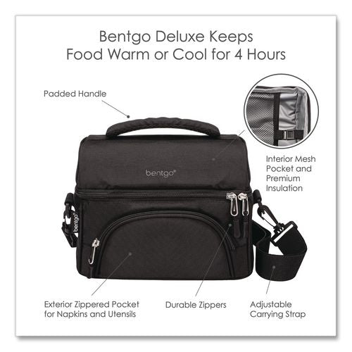 Image of bentgo® BGOBG2-CB Deluxe Insulated Lunch Bag, 8" x 10" x 7.5", Carbon Black