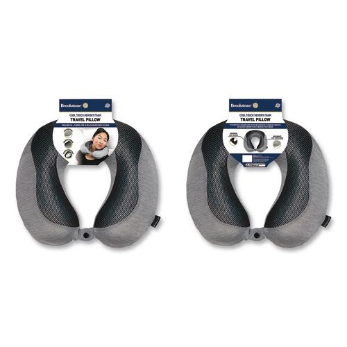 Image of Brookstone® BNPM0007 U-Shaped Memory Foam Travel Pillow, One Size Fits Most, 12.6 x 3.74 x 12.2, Gray/Black