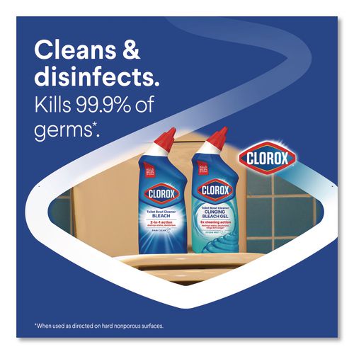 Image of Clorox® 30924 Disinfecting Toilet Bowl Cleaner with Bleach, Rain Clean Scent, 24 oz Bottle, 2/Pack, 6 Packs/Carton
