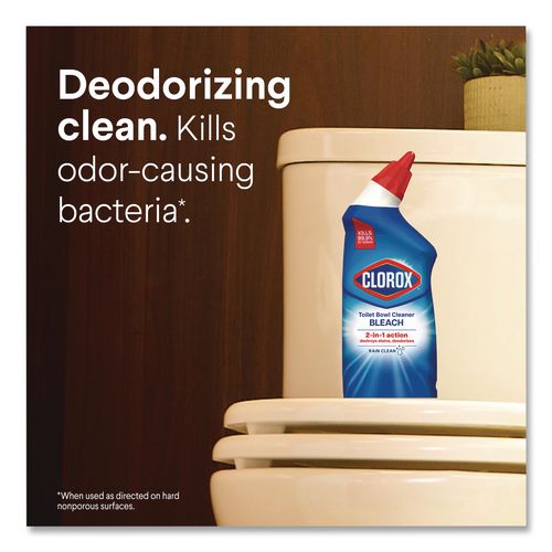 Image of Clorox® 30924 Disinfecting Toilet Bowl Cleaner with Bleach, Rain Clean Scent, 24 oz Bottle, 2/Pack, 6 Packs/Carton