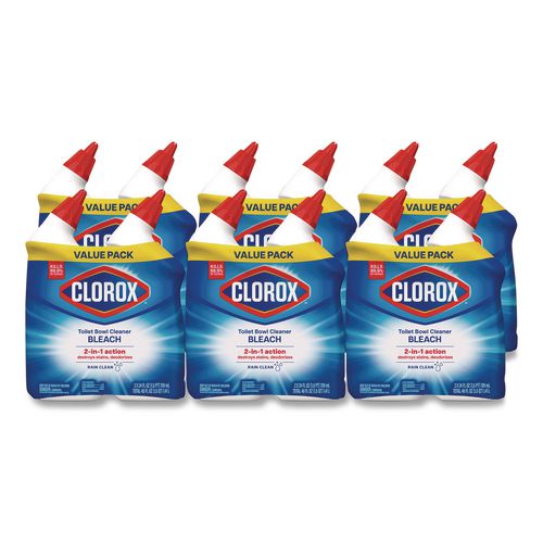 Image of Clorox® 30924 Disinfecting Toilet Bowl Cleaner with Bleach, Rain Clean Scent, 24 oz Bottle, 2/Pack, 6 Packs/Carton