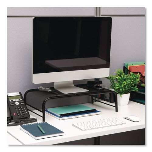 Image of Mind Reader MESHM-BLK Metal Mesh Monitor Stand, For Up to 24" Monitors, 19" x 10.5" x 5.5", Black, Supports 22 lb