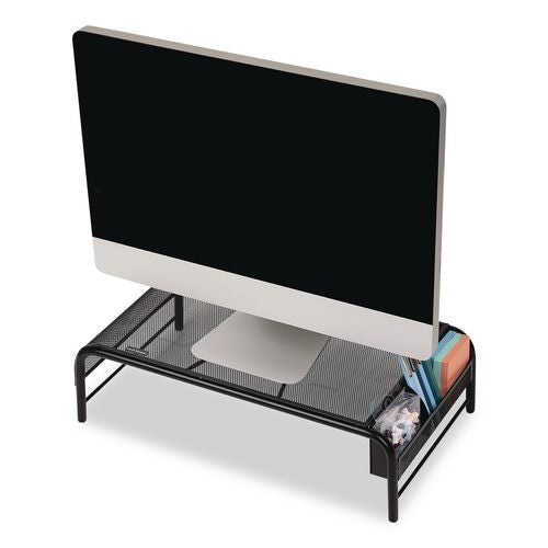 Image of Mind Reader MESHM-BLK Metal Mesh Monitor Stand, For Up to 24" Monitors, 19" x 10.5" x 5.5", Black, Supports 22 lb