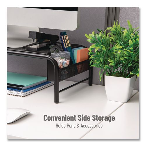 Image of Mind Reader MESHM-BLK Metal Mesh Monitor Stand, For Up to 24" Monitors, 19" x 10.5" x 5.5", Black, Supports 22 lb