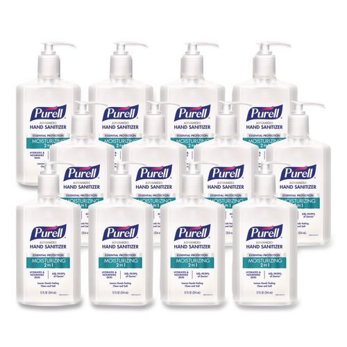Image of PURELL® 2 in 1 Moisturizing Advanced Hand Sanitizer Gel, 12 oz Pump Bottle, Clean Scent, 12/Carton