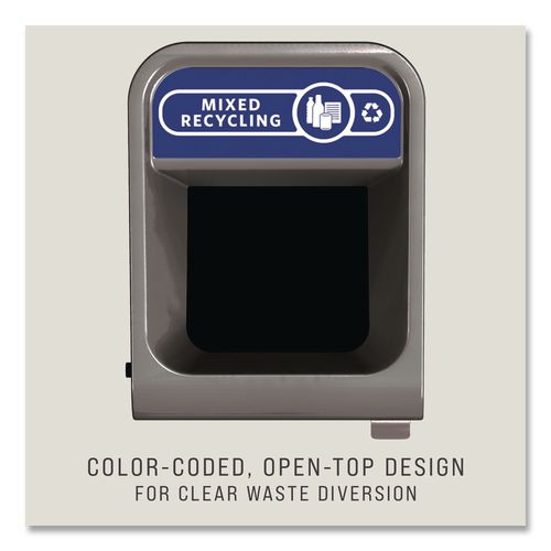 Image of Rubbermaid® Commercial 1961629 Configure Indoor Recycling Waste Receptacle, Mixed Recycling, 33 gal, Metal, Gray