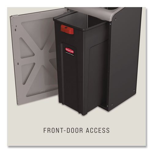 Image of Rubbermaid® Commercial 1961629 Configure Indoor Recycling Waste Receptacle, Mixed Recycling, 33 gal, Metal, Gray
