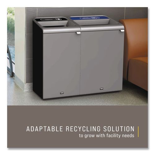 Image of Rubbermaid® Commercial 1961629 Configure Indoor Recycling Waste Receptacle, Mixed Recycling, 33 gal, Metal, Gray