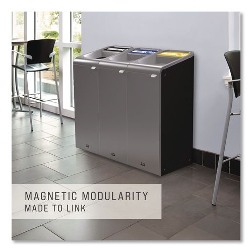 Image of Rubbermaid® Commercial 1961629 Configure Indoor Recycling Waste Receptacle, Mixed Recycling, 33 gal, Metal, Gray