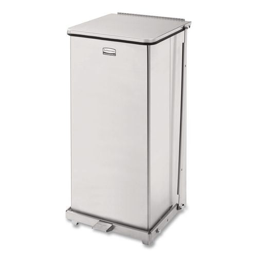 Image of Rubbermaid® Commercial FGST24SSPL Defenders Heavy-Duty Steel Step Can, 13 gal, Steel, Stainless Steel