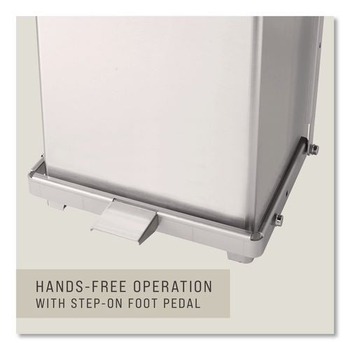 Image of Rubbermaid® Commercial FGST24SSPL Defenders Heavy-Duty Steel Step Can, 13 gal, Steel, Stainless Steel