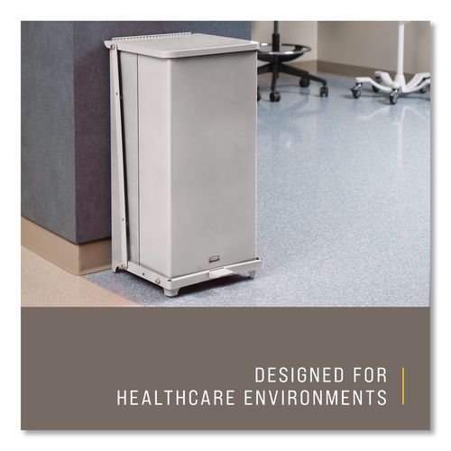 Image of Rubbermaid® Commercial FGST24SSPL Defenders Heavy-Duty Steel Step Can, 13 gal, Steel, Stainless Steel