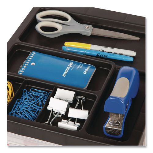 Image of IRIS 270015/116865 Five-Drawer Rolling Cart with Organizer Top, Plastic, 12.13 x 14.38 x 26.38, Clear/Black