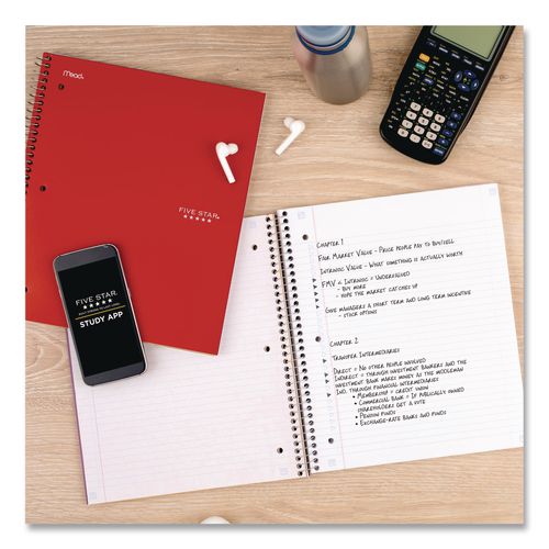 Image of Five Star® 72077 Wirebound Notebook, 5-Subject, Medium/College Rule, Fire Red Cover, (200) 11 x 8.5 Sheets