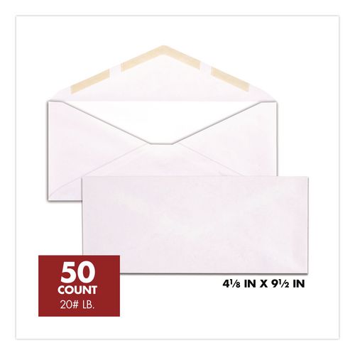 Image of Mead® 75050 #10 Business Envelopes, Monarch Flap, Gummed Closure, 4.13 x 9.5, White, 50/Pack