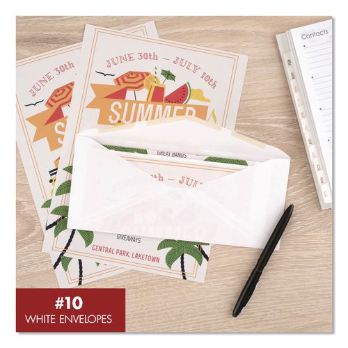 Image of Mead® 75050 #10 Business Envelopes, Monarch Flap, Gummed Closure, 4.13 x 9.5, White, 50/Pack
