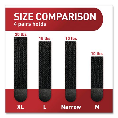 Image of Command 17218BLK-16ES Damage-Free Hanging Picture Hanging Strip Pairs, (8) XL (0.86 x 4.37), (6) L (0.75" x 3.65"), (2) Med (0.75 x 2.75), Black