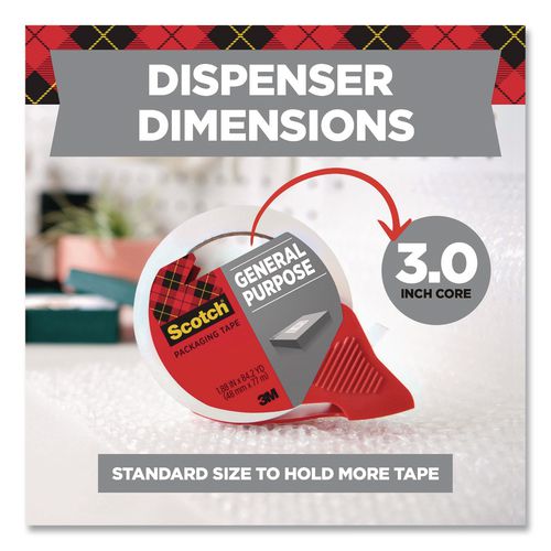 Image of Scotch® 3350-77-RD36GC General Purpose Packaging Tape with Dispenser, 3" Core, 1.88 x 84.2 yds, Clear