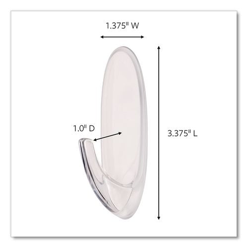 Image of Command 17093CLRES Large Clear Hooks, Plastic, Supports 4 lb