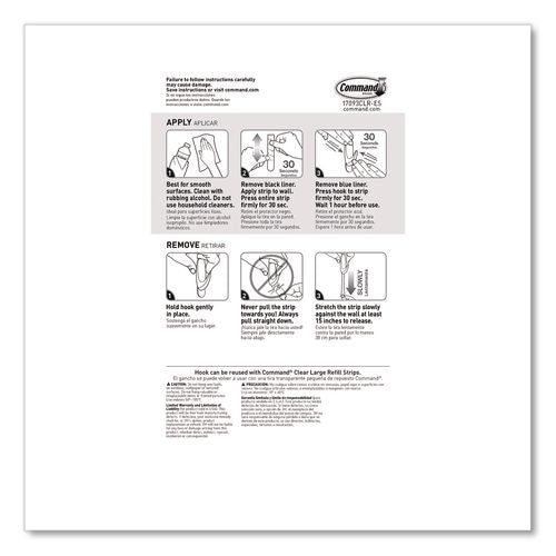 Image of Command 17093CLRES Large Clear Hooks, Plastic, Supports 4 lb
