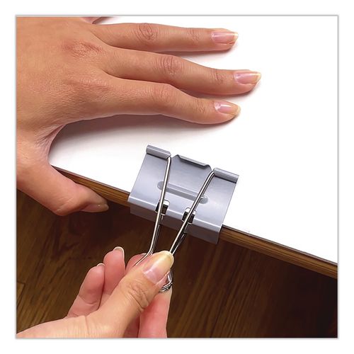 Image of Officemate 99260 EZ Binder Clips, (25) Small (0.75"), (25) Medium (1.25"), (5) Large (2"), Gray, 55/Pack