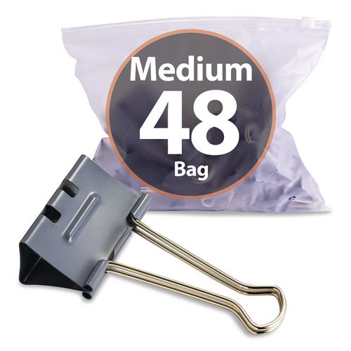 Image of Officemate 99550 EZ Binder Clips, Medium, Gray, 48/Pack