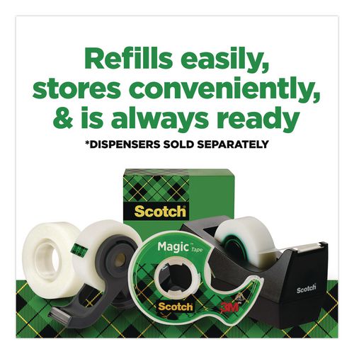 Image of Scotch® 810-121296-12PK Magic Tape Refill, 1" Core, 0.5" x 36 yds, Clear, 12 Rolls/Pack