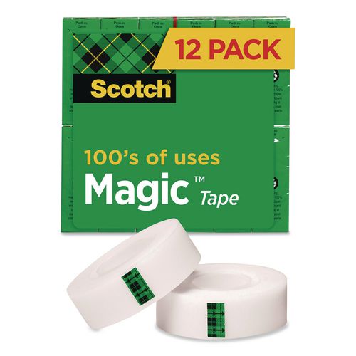 Image of Scotch® 810-121296-12PK Magic Tape Refill, 1" Core, 0.5" x 36 yds, Clear, 12 Rolls/Pack