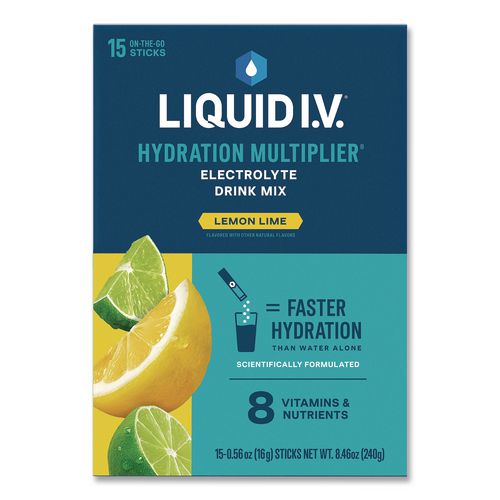 Image of LIQUID I.V.® EHC47494 Hydration Multiplier, Lemon-Lime, 0.56 oz Stick, 15/Pack