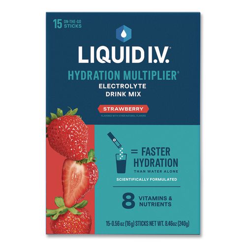 Image of LIQUID I.V.® EHC47495 Hydration Multiplier, Strawberry, 0.56 oz Stick, 15/Pack