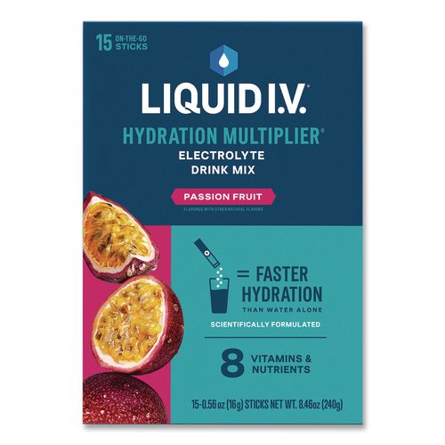 Image of LIQUID I.V.® EHC47496 Hydration Multiplier, Passion Fruit, 0.56 oz Stick, 15/Pack
