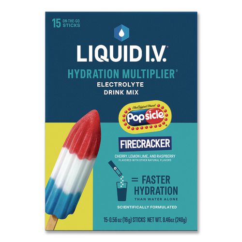 Image of LIQUID I.V.® EHC97102 Hydration Multiplier, Popsicle Firecracker, 0.56 oz Stick, 15/Pack