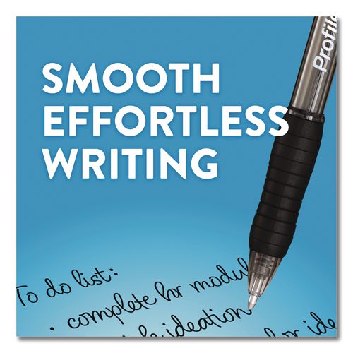 Image of Paper Mate® 1960667 Profile Ballpoint Pen, Retractable, Bold 1.4 mm, Black Ink, Smoke/Black Barrel, 8/Pack