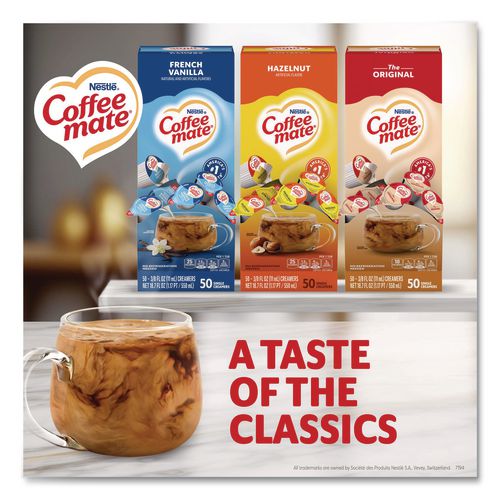 Image of Coffee mate® 12408209 Liquid Coffee Creamer, Assorted Flavors, 0.38 oz Mini Cups, 150/Carton