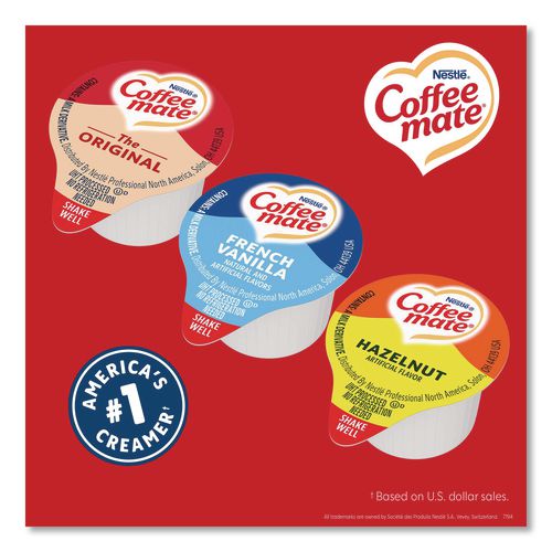 Image of Coffee mate® 12408209 Liquid Coffee Creamer, Assorted Flavors, 0.38 oz Mini Cups, 150/Carton