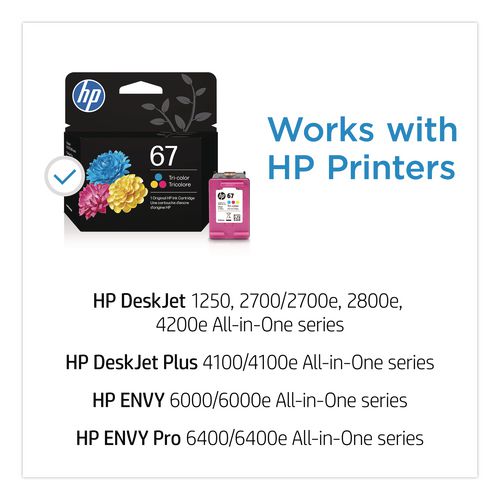 Image of HP 3YM55AN#140 HP 67, (3ym55an) Tri-Color Original Ink Cartridge