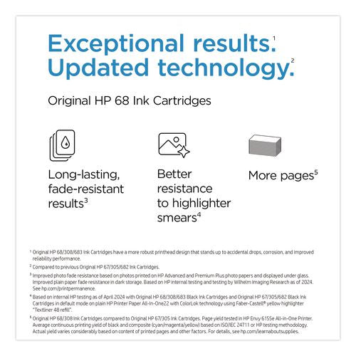 Image of HP HP 68 (6L6S2TN) 2-Pack Black/Tri-Color Original Ink Cartridge