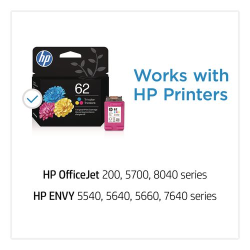 Image of HP C2P06AN#140 HP 62, (c2p06an) Tri-Color Original Ink Cartridge