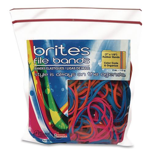 Image of Alliance® 07800 Brites File Bands, Blue/Orange/Pink, 50/Pack