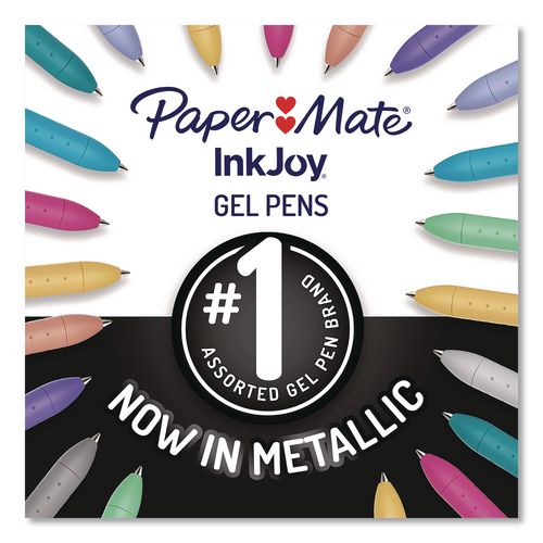 Image of Paper Mate® 2209485 InkJoy Gel Metallic Gel Pen, Retractable, Medium 0.8 mm, Assorted Ink and Barrel Colors, 6/Pack