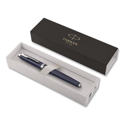 Image of Parker® 1931661 IM Premium Rollerball Pen, Gift Box, Stick, Fine 0.7 mm, Black Ink, Black/Chrome Barrel
