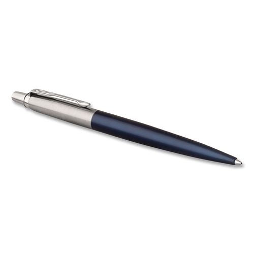 Image of Parker® 1953209 Jotter Ballpoint Pen, Retractable, Medium 0.7 mm, Blue Ink, Royal Blue/Stainless-Steel Barrel