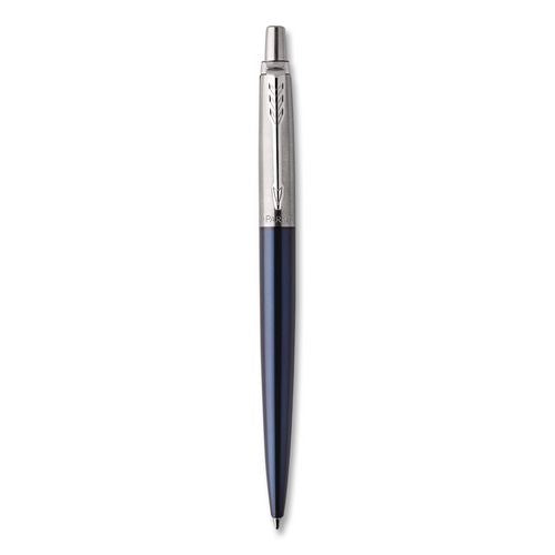 Image of Parker® 1953209 Jotter Ballpoint Pen, Retractable, Medium 0.7 mm, Blue Ink, Royal Blue/Stainless-Steel Barrel