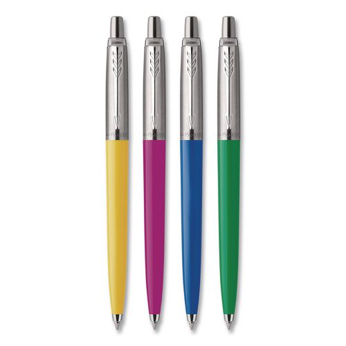 Image of Parker® 2084405 Jotter Ballpoint Pen, Spirit of the 1990s Collection, Retractable, Medium 0.7 mm, Black Ink, Assorted Barrel Colors, 4/Pack